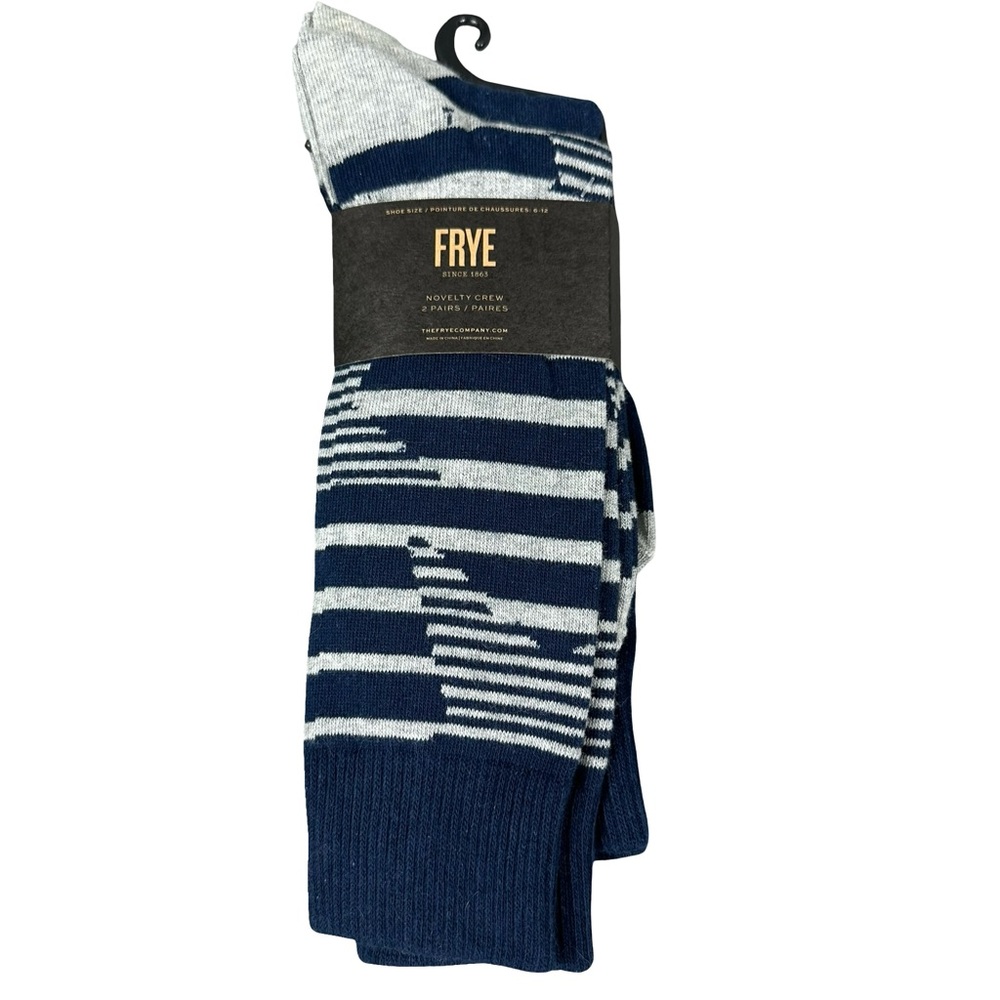 Frye Navy Blue and Gray Cotton Socks 2-Pack Soft Durable Ankle Support